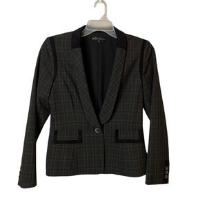 Antonio Melani Womens Gray Black Plaid Blazer Tailored Jacket Size 8